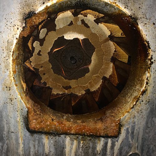 Dirty kitchen equipment interior